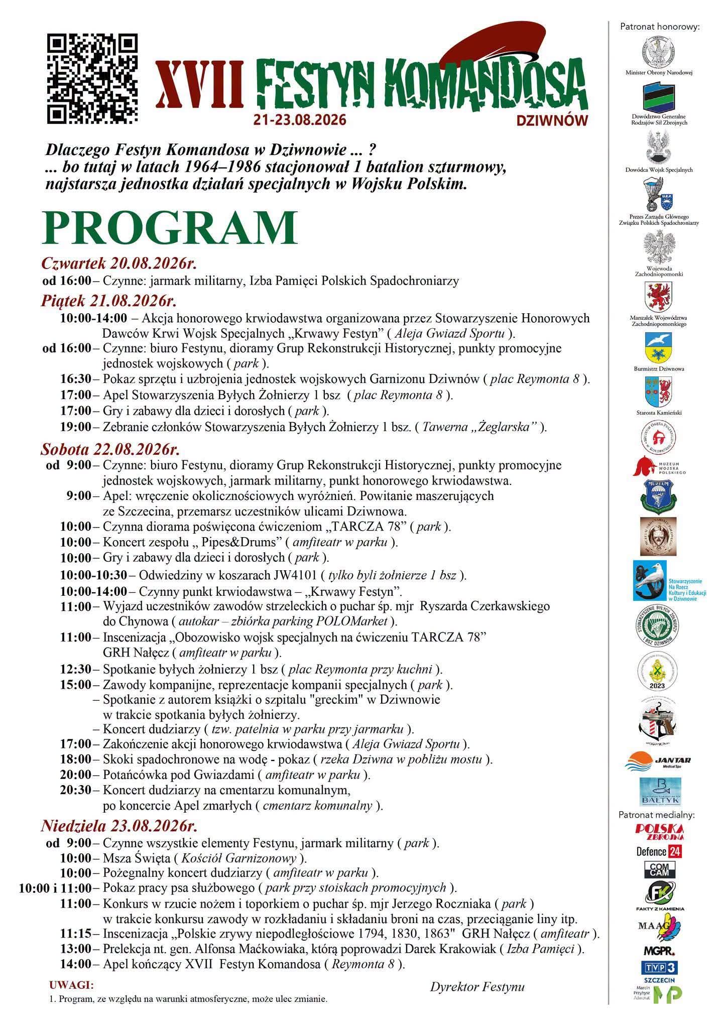 XVII Festyn Komandosa Dziwnów event program XVII Festyn Komandosa Dziwnów event program Festyn Komandosa 2026 w Dziwnowie